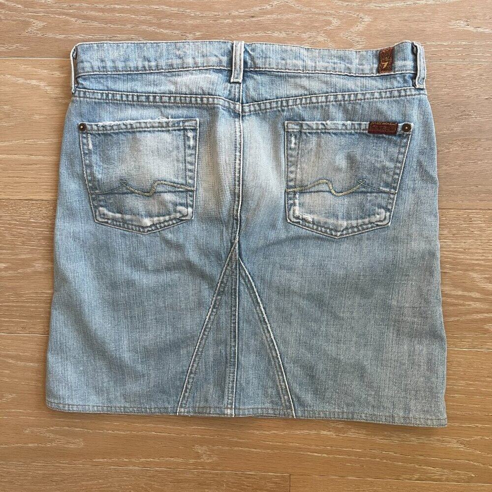 Brandy Melville New York Tee & 7 For All Mankind Denim Mini Skirt Small/30 - Picture 4 of 9